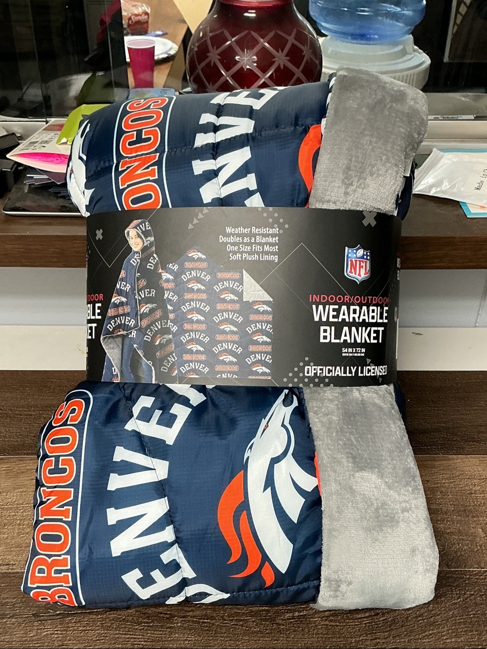 NFL Denver Broncos Navy Orange Gray Indoor/Outdoor Wearable Blanket